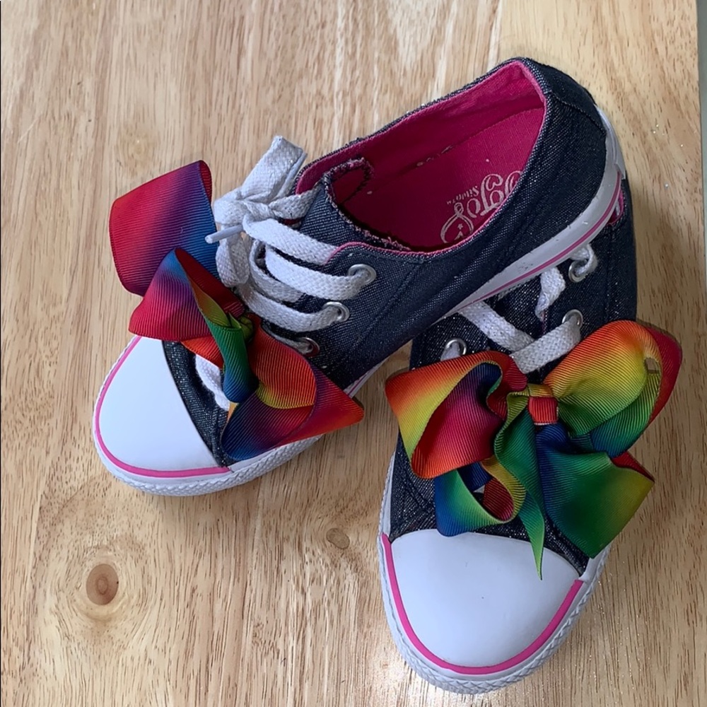Rainbow bow sparkly denim JoJo Siwa shoes 31/2